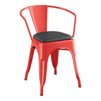 Lancaster Table & Seating Alloy Series Ruby Red Indoor Arm Chair with Black Vinyl Cushion