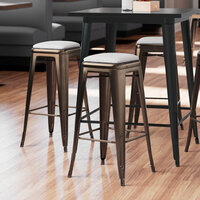 Lancaster Table & Seating Alloy Series Copper Metal Indoor Barstool with White Vinyl Cushion