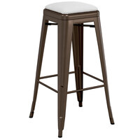 Lancaster Table & Seating Alloy Series Copper Indoor Backless Barstool with White Vinyl Cushion