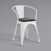 Lancaster Table & Seating Alloy Series White Indoor Arm Chair with Black Vinyl Cushion