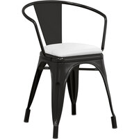 Lancaster Table & Seating Alloy Series Black Indoor Arm Chair with White Vinyl Cushion