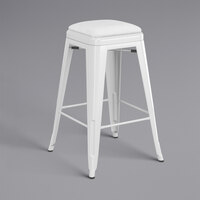 Lancaster Table & Seating Alloy Series White Indoor Backless Counter Height Stool with White Vinyl Cushion