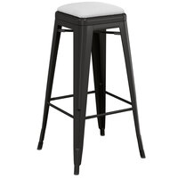 Lancaster Table & Seating Alloy Series Black Metal Indoor Barstool with White Vinyl Cushion