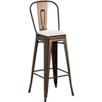 Lancaster Table & Seating Alloy Series Copper Metal Indoor Cafe Barstool with White Vinyl Cushion