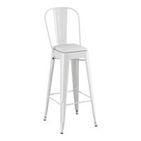 Lancaster Table & Seating Alloy Series White Indoor Cafe Barstool with White Vinyl Cushion
