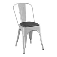 Lancaster Table & Seating Alloy Series Silver Indoor Cafe Chair with Black Vinyl Cushion