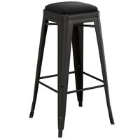 Lancaster Table & Seating Alloy Series Black Metal Indoor Barstool with Black Vinyl Cushion