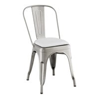 Lancaster Table & Seating Alloy Series Clear Coat Indoor Cafe Chair with White Vinyl Cushion