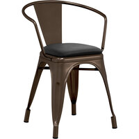 Lancaster Table & Seating Alloy Series Copper Metal Indoor Arm Chair with Black Vinyl Cushion