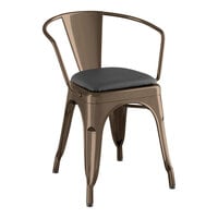 Lancaster Table & Seating Alloy Series Copper Indoor Arm Chair with Black Vinyl Cushion