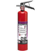 Badger Extra 23485 2.5 lb. Potassium Bicarbonate Purple K Dry Chemical Fire Extinguisher with Wall Hook - UL Rating 10-B:C