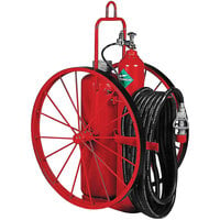 Badger 19921 125 lb. Mobile Purple K Regulated Fire Extinguisher with 36 inch Steel Wheels - UL Rating 240-B:C