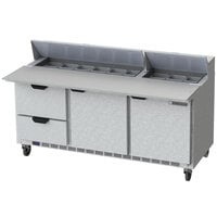 Beverage-Air SPED72HC-18C-2 72 inch 2 Door 2 Drawer Mega Top Refrigerated Sandwich Prep Table