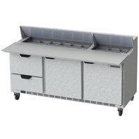 Beverage-Air SPED72HC-18C-2 72" 2 Door 2 Drawer Mega Top Refrigerated Sandwich Prep Table