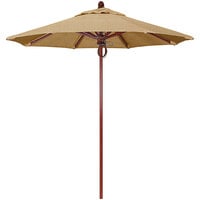 California Umbrella FLEX758354-8318 SUNBRELLA 2A Sierra 7 1/2' Round Pulley Lift Umbrella with Red Oak Fiberglass Pole - 2A Canopy - Linen Sesame Fabric