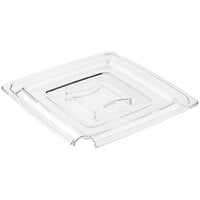 APS Pure 7 11/16" x 7 11/16" x 9/16" Clear SAN Plastic Square Cover with Spoon Holder APS 83600