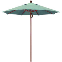 California Umbrella FLEX758354-5413 SUNBRELLA 1A Sierra 7 1/2' Round Pulley Lift Umbrella with Red Oak Fiberglass Pole - 1A Canopy - Spa Fabric