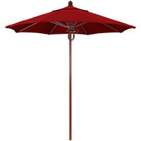 California Umbrella FLEX758354-5403 SUNBRELLA 2A Sierra 7 1/2' Round Pulley Lift Umbrella with Red Oak Fiberglass Pole - 2A Canopy - Red Fabric
