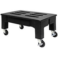 Regency 48 inch x 22 inch Heavy-Duty Mobile Black Plastic Dunnage Rack with Slotted Top and Casters - 1200 lb.