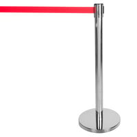 Aarco HC-7 Chrome 40" Crowd Control / Guidance Stanchion with 84" Red Retractable Belt