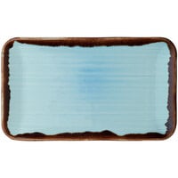 Dudson Harvest 10 5/8" x 6 1/4" Turquoise Rectangular Coupe China Platter by Arc Cardinal - 12/Case