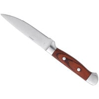 Oneida Ionian by 1880 Hospitality B907KSSFW 10 1/4 inch Stainless Steel Serrated Edge Steak Knife with Wood Handle - 12/Case