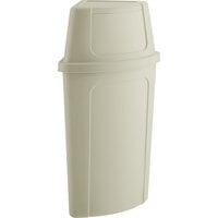 Lavex Janitorial 21 Gallon Beige Corner Round Trash Can with Beige Push Door Lid