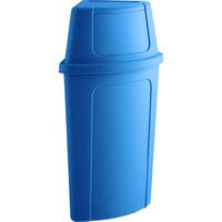 Lavex Janitorial 21 Gallon Blue Corner Round Waste / Recycling Bin with Blue Push Door Lid