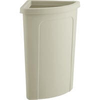 Lavex Janitorial 21 Gallon Beige Corner Round Trash Can with Beige Rim Top