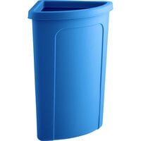 Lavex Janitorial 21 Gallon Blue Corner Round Waste / Recycling Bin with Blue Rim Top