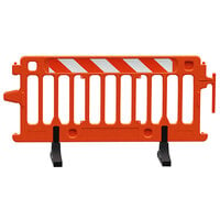 Plasticade Crowdcade 6' Interlocking Parade Barricade with High Intensity Prismatic Grade Striped Sheeting on Both Sides