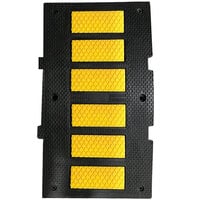 Plasticade Premium 20 inch x 35 inch x 2 inch Textured Black Rubber Speed Hump with 6 Yellow Reflective Stripes PAH-SP-22M