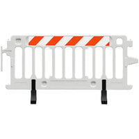 Plasticade Crowdcade 6' Right Side Interlocking Parade Barricade with High Intensity Engineer Grade Striped Sheeting on One Side