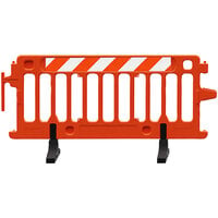 Plasticade Crowdcade 6' Left-Side Interlocking Parade Barricade with High Intensity Engineer Grade Striped Sheeting on One Side
