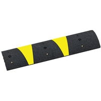 Plasticade 4' Black Rubber Speed Bump with 6 Cat Eye Reflectors and 2 Yellow Reflective Stripes SB48N-SE