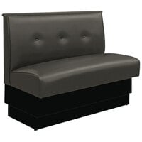 American Tables & Seating 45 1/2" Long Gunmetal Upholstered Standard Single Booth with 3-Button Tufted Back - 36" High