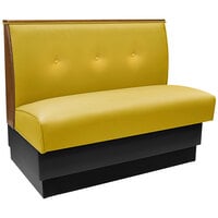 American Tables &amp; Seating 45 1/2" Long Yellow Upholstered Standard Single Booth with 3-Button Tufted Back and Top / End Caps