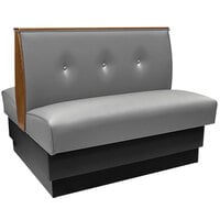 American Tables & Seating 45 1/2" Long Gunmetal Upholstered Standard Double Booth with 3-Button Tufted Back and Top / End Caps - 36" High