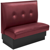 American Tables & Seating 45 1/2" Long Red Upholstered Standard Single Booth with 3-Button Tufted Back and Top / End Caps - 42" High