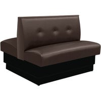 American Tables &amp; Seating 45 1/2" Long Brown Upholstered Standard Double Booth with 3-Button Tufted Back