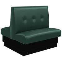American Tables & Seating 45 1/2" Long Forest Green Upholstered Standard Double Booth with 3-Button Tufted Back - 42" High