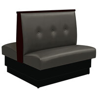 American Tables & Seating 45 1/2" Long Gunmetal Upholstered Standard Double Booth with 3-Button Tufted Back and Top / End Caps - 42" High