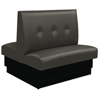 American Tables & Seating 45 1/2" Long Gunmetal Upholstered Standard Double Booth with 3-Button Tufted Back - 42" High