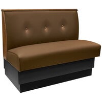 American Tables &amp; Seating 45 1/2" Long Brown Upholstered Standard Single Booth with 3-Button Tufted Back and Top / End Caps