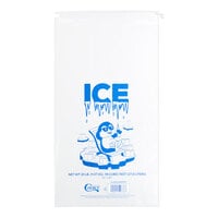 Choice 20 lb. Clear Plastic Drawstring Ice Bag with Ice Print - 250/Case