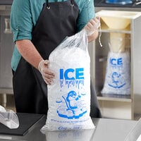 Choice 20 lb. Clear Plastic Drawstring Ice Bag with Ice Print - 250/Case