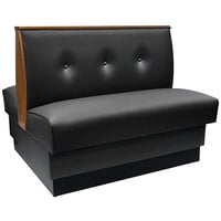 American Tables & Seating 45 1/2" Long Black Upholstered Standard Double Booth with 3-Button Tufted Back and Top / End Caps - 36" High