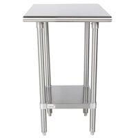 Advance Tabco Premium Series SS-242 24" x 24" 14 Gauge Stainless Steel Commercial Work Table with Undershelf
