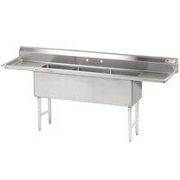 Advance Tabco FS-3-1824-24RL Spec Line Fabricated Three Compartment Pot Sink with Two Drainboards - 102 inch