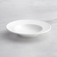 Acopa Cordelia 10 oz. Bright White Embossed Wide Rim Porcelain Bowl - 12/Case